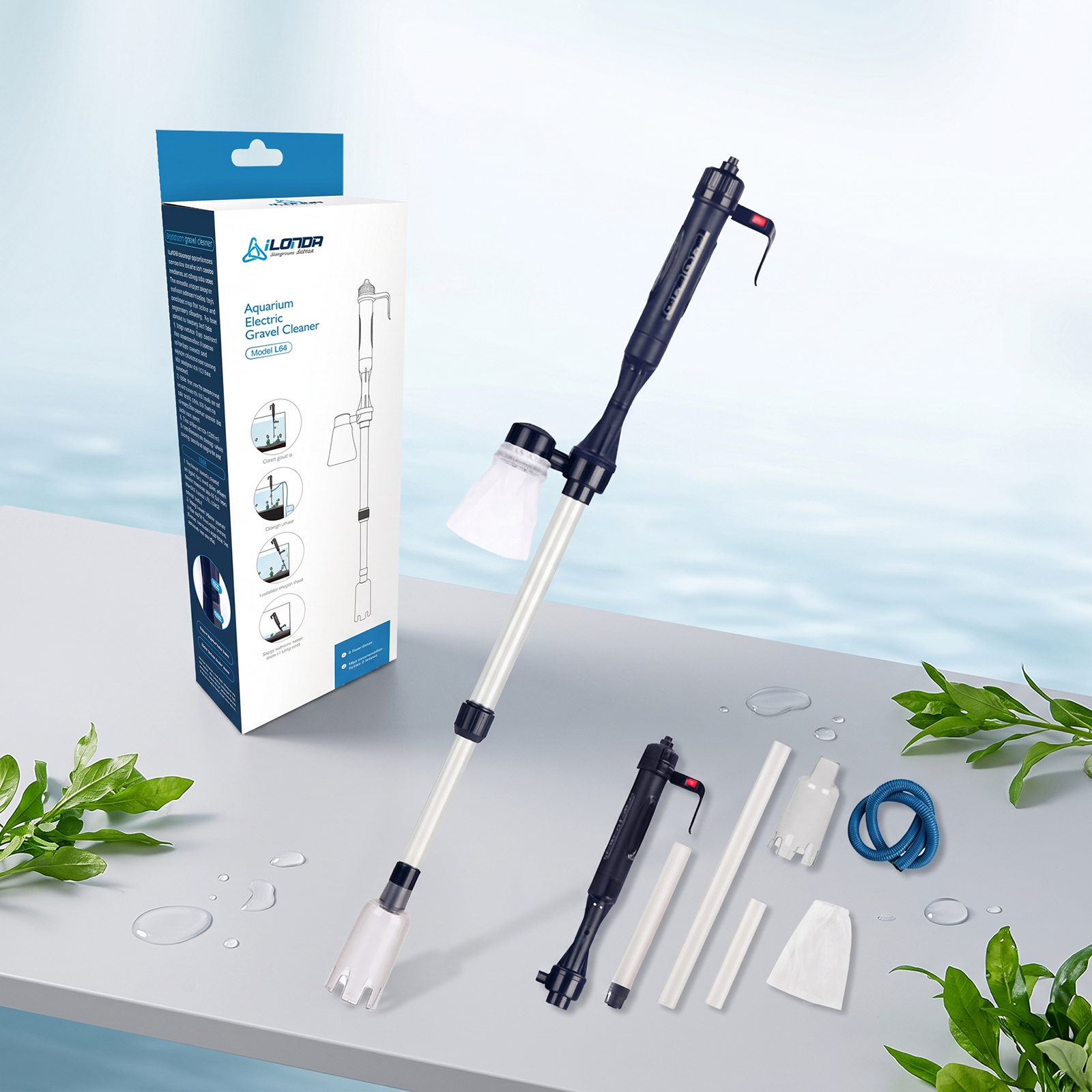 Retractable Tubular Fish Tank Electric Sewer Battery Box English White Box Battery Electric, 11.5 X 5.8 X 30.5cm