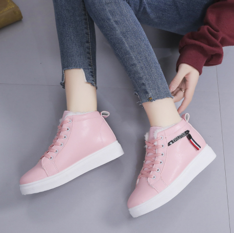 Women With Plush Snow Boots And Short Sleeves Pink - Shop at LoveMi