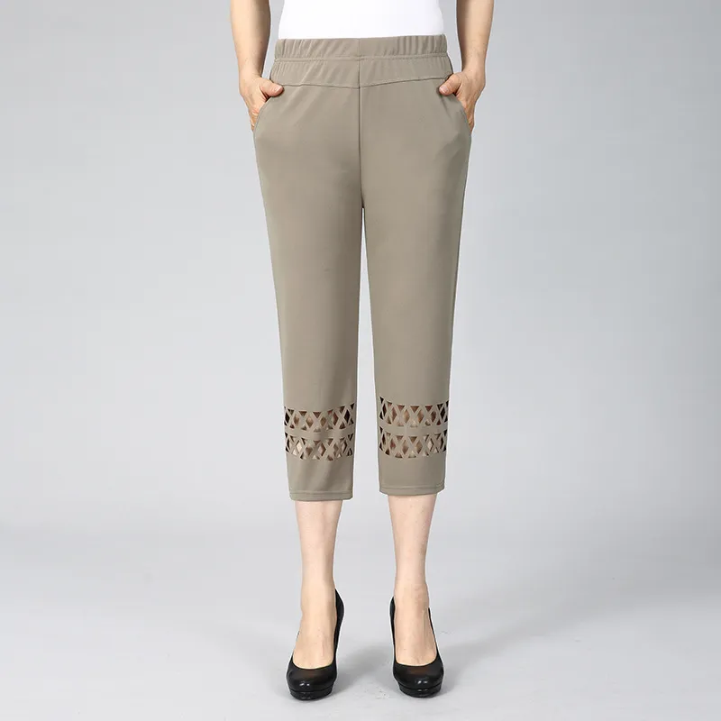 New Straight Hollow Embroidered Casual Pants - 603Khaki Prismatic