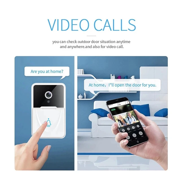 Wireless WiFi Smart Doorbell Camera with Intercom and Chime-image
