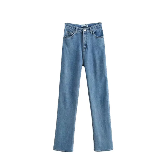 Retro Slim Temperament High Waist Denim Mopping Trousers Trend Dark Blue - Shop at LoveMi