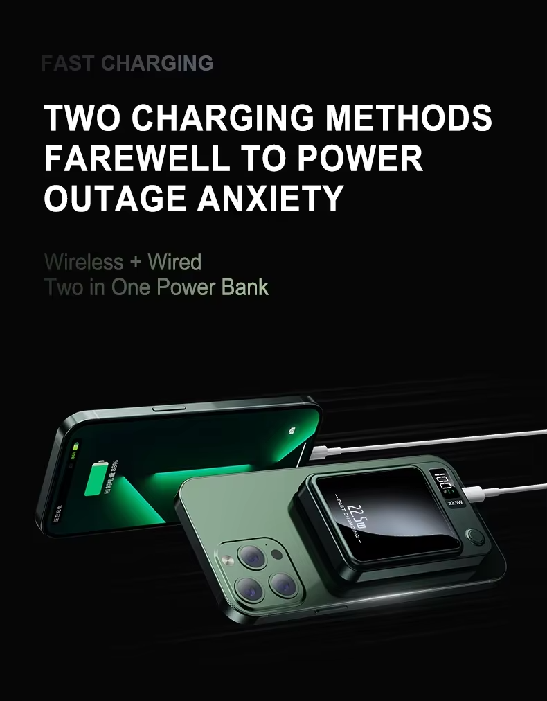 30000 MAh Magnetische Kabellose Powerbank, Superschnelles Aufladen, Tragbare Externe Akku-Powerbank Fr