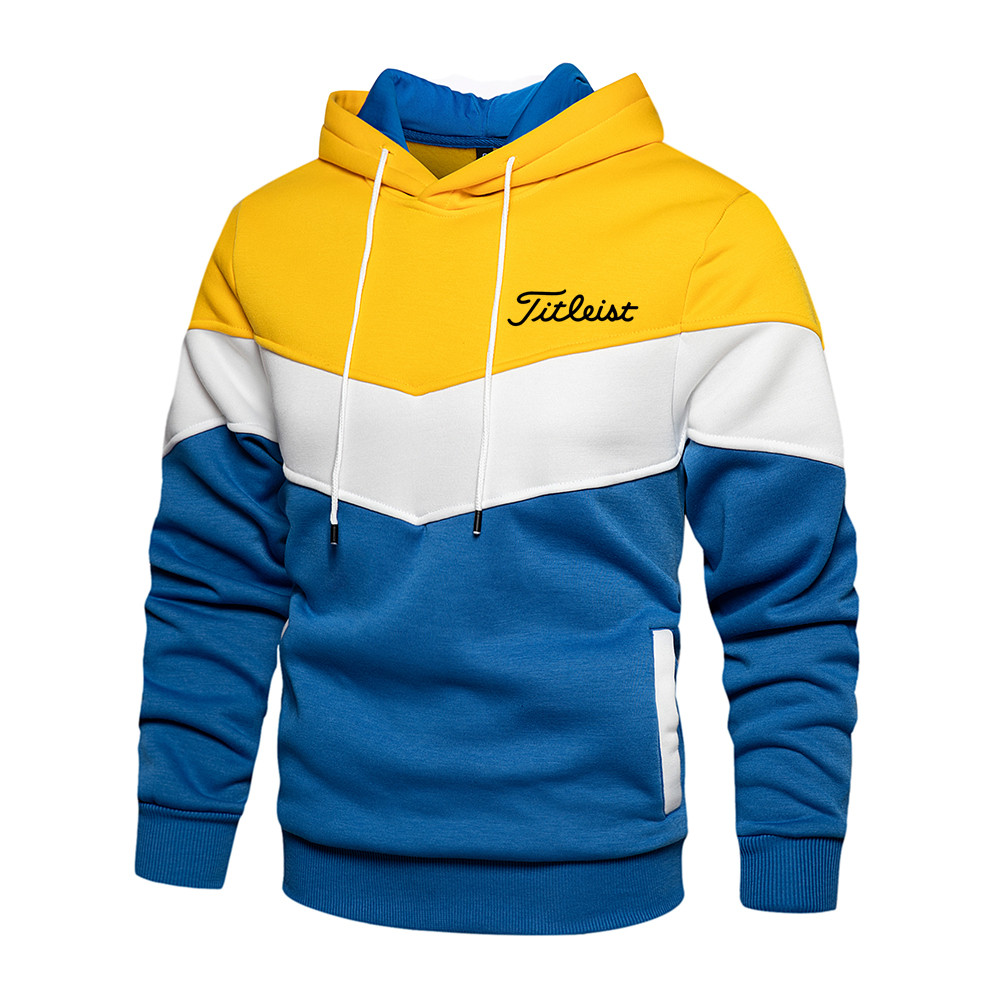 Men's Casual Sports Panel Hooded Pullover Sweatshirt