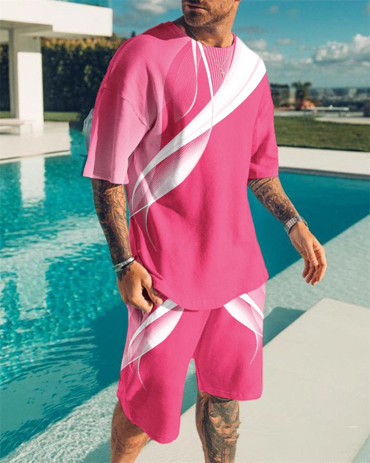 Men's Youth Slim Sports Round Neck Bottoming T-shirt Suit