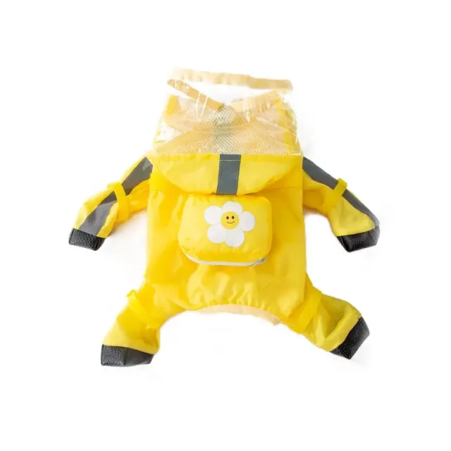 Pet Puppy Dog Raincoat Rain Jacket Coverage 4 Legs Full Body Protection Waterproof Rainboot Small Dogs Pet Teddy Raining Coat Small Yellow Flowers - Shop at LoveMi