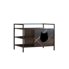 Cat Litter Box Furniture Hidden Litterbox Enclosures - Antique Black - View 1