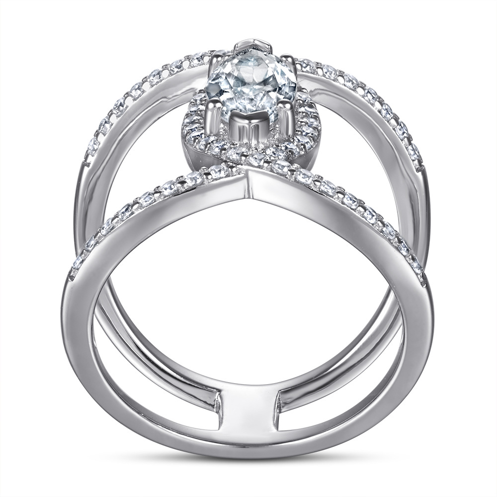 Fashion Women's Sterling Silver Wide Cross Ring