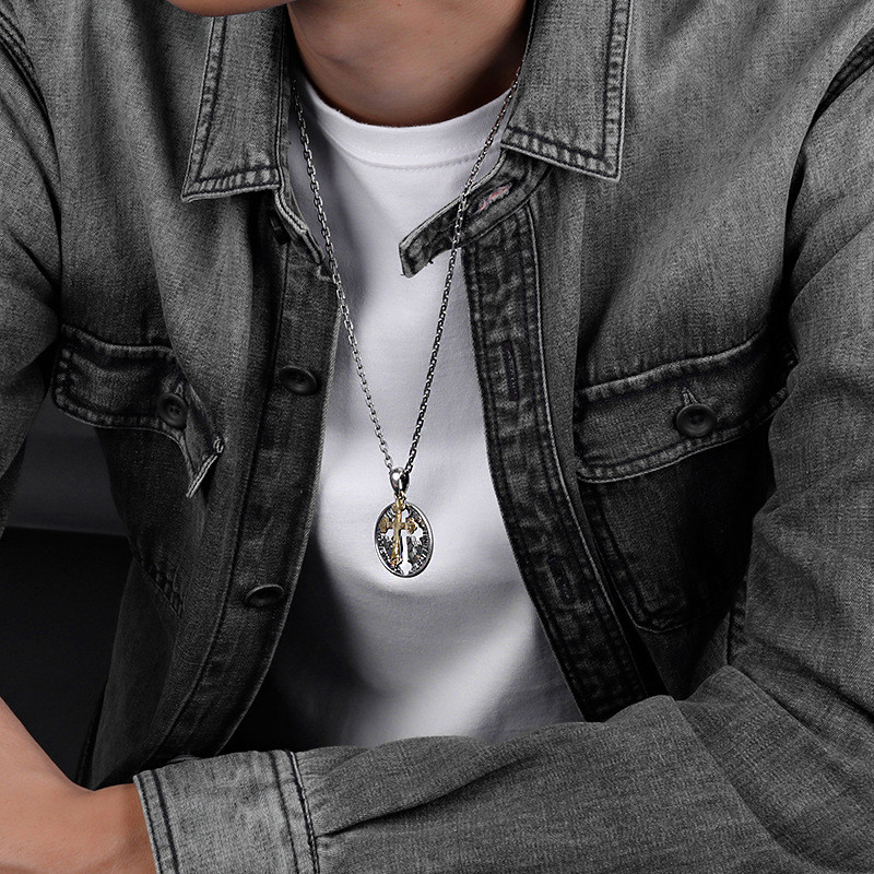 S925 Sterling Silver Vintage Double-sided Cross Pendant