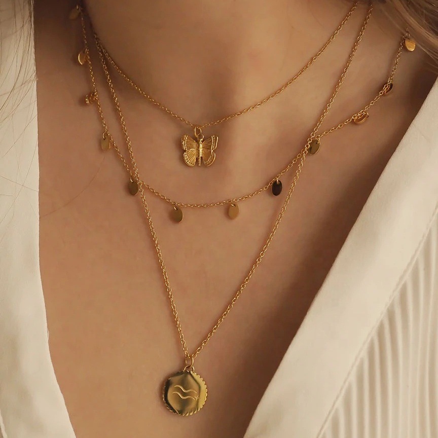 Fashion Personality Titanium Steel Butterfly Necklace Female