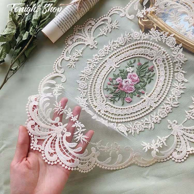 Title 1, Vintage French Lace Embroidered Table Mat Table...