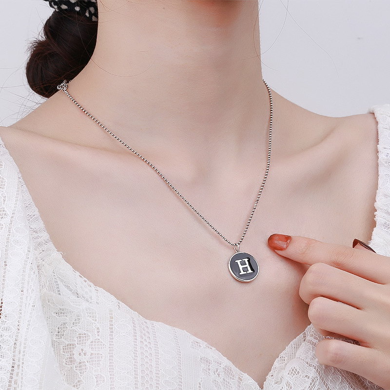 Black Face H Letter Pendant Hipster Essential Necklace