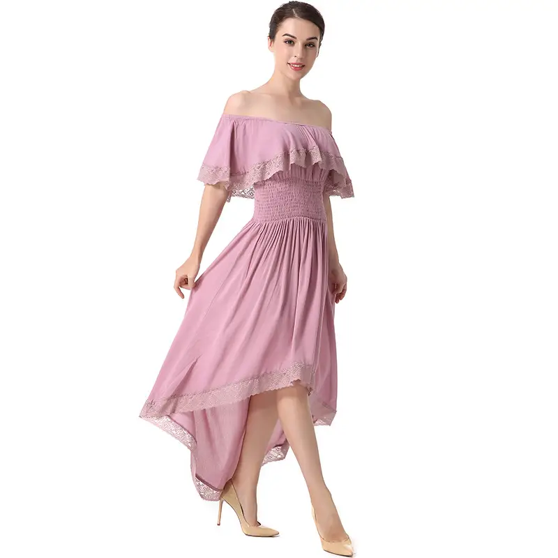 One-Shoulder Ruffled Lace Irregular Hem Long Skirt