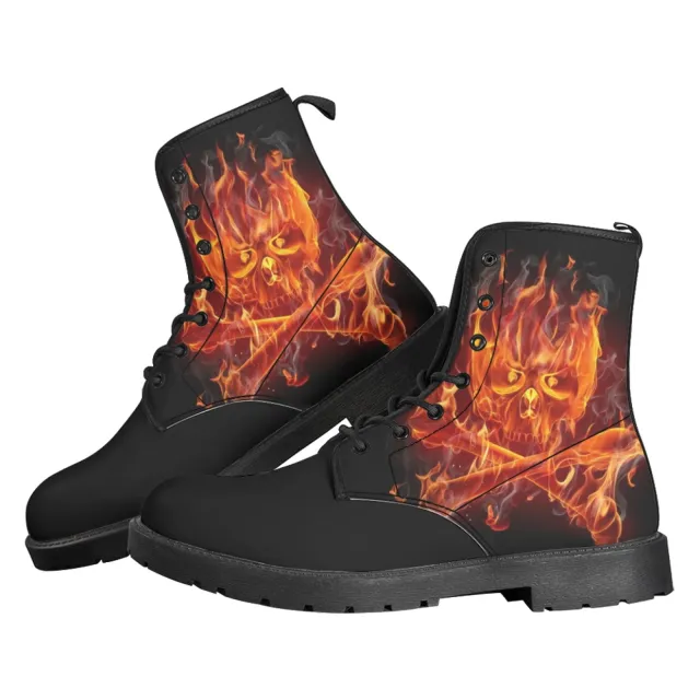 Printed Women's Leather Flat Bottom Low Heel British Martin Boots A 35 - Shop at LoveMi