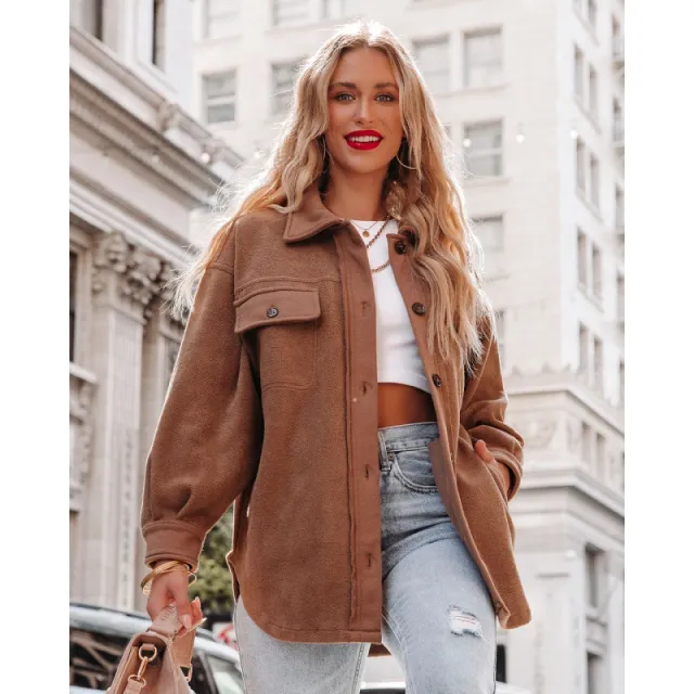 Medium And Long Lapel Style Casual Coat Women Chocolate - Shop at LoveMi