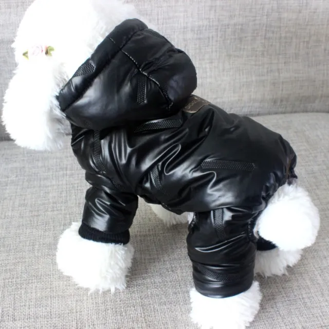 Puppy Padded Warm Winter Four legged Cotton Coat Black - Shop at LoveMi