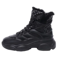 Cotton Boots With Fleece Winter Shoes - Black - View 1