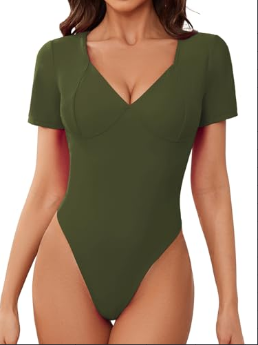 Women's T shaped Bottoming Backless V neck Strap Jumpsuit Army Green - Shop at LoveMi