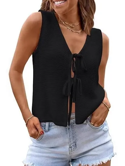 Beach Leisure Front Lace Up Women's Knitted