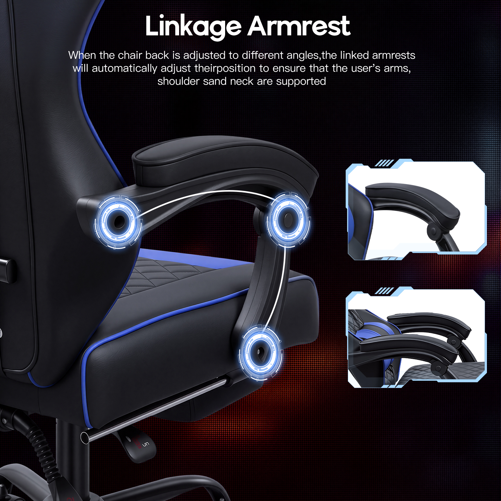 Racing Style Gaming Chair With Footrest,PU Leather,Massage Lumbar — image 8