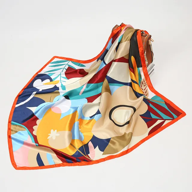 Simple And Elegant Floral Print Silk Scarf For Ladies Color2 - Shop at LoveMi