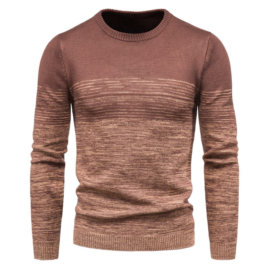 Title 2, Round Neck Variegated Contrast Base Sweater