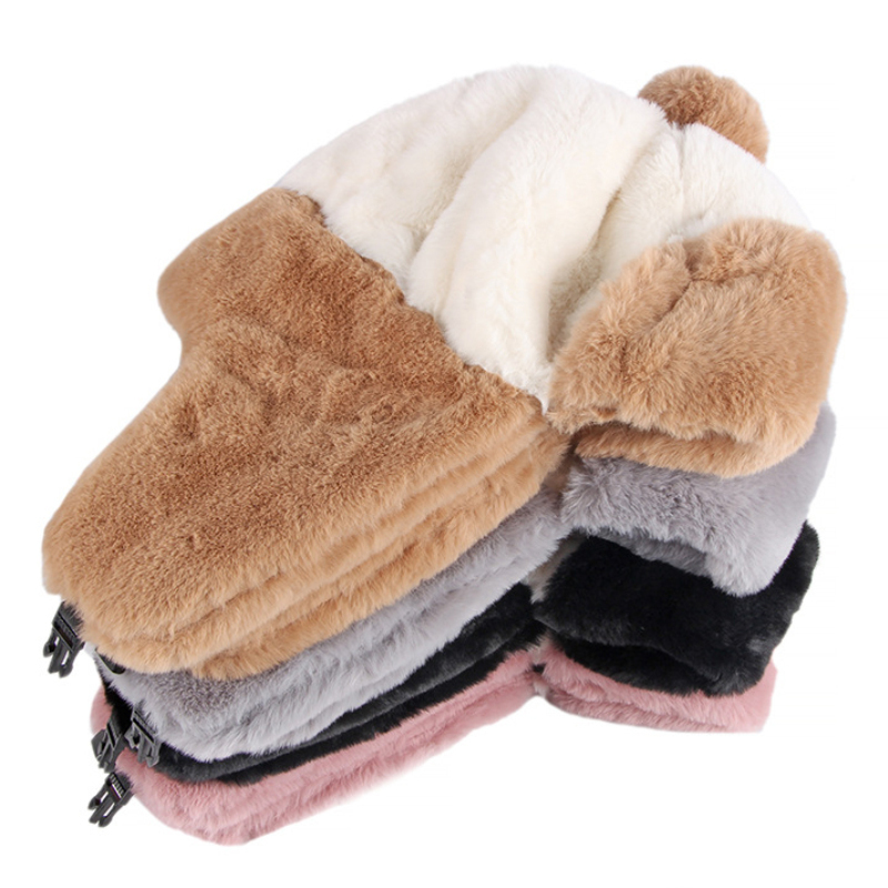 Women's Warm Spliced Rabbit Hair-like Windproof Hat