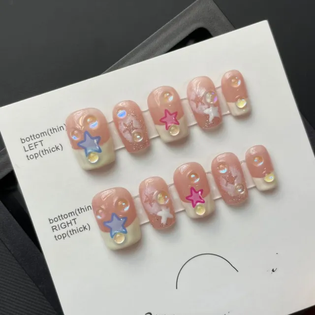 Pure Handmade Finished Wearable Gentle Nails 625Sweet Star Short Ladder - Shop at LoveMi