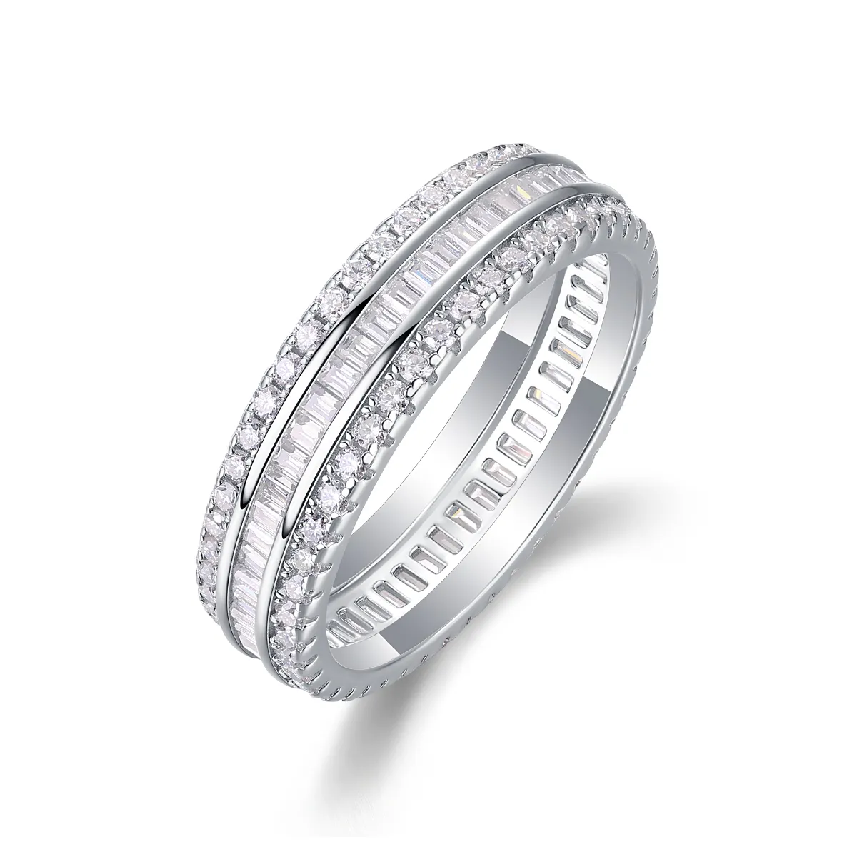 S925 Silver 2.8g Platinum Plated Moissanite Eternity