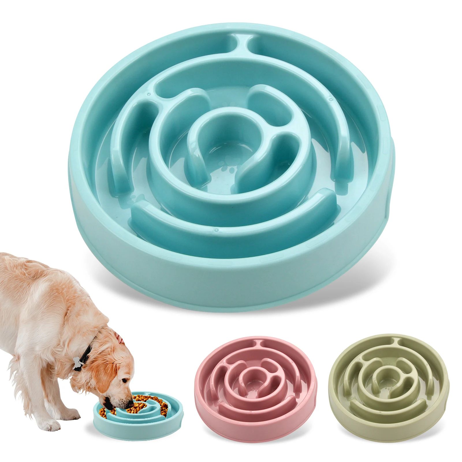 Pet Dog Slow Feeder Bowl Non Slip Anti-Gulping Slower Food Feeding Dishes Eco Dog Bowl For Large Medium Small Dogs Puppy