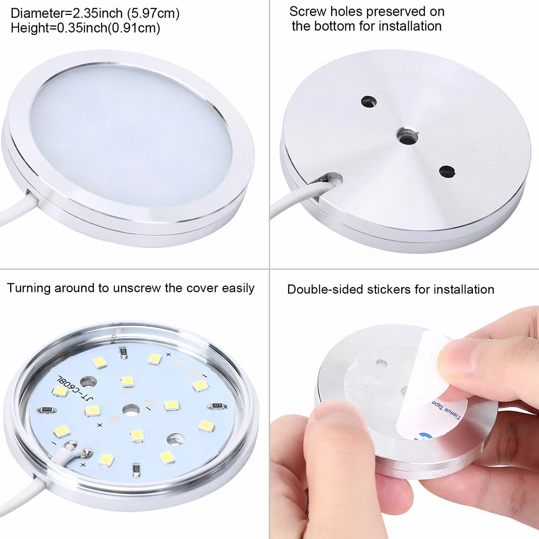 LED Under Cabinet Lighting Kitchen Counter Closet Puck Light Lamp 36 Packs Kit — image 3