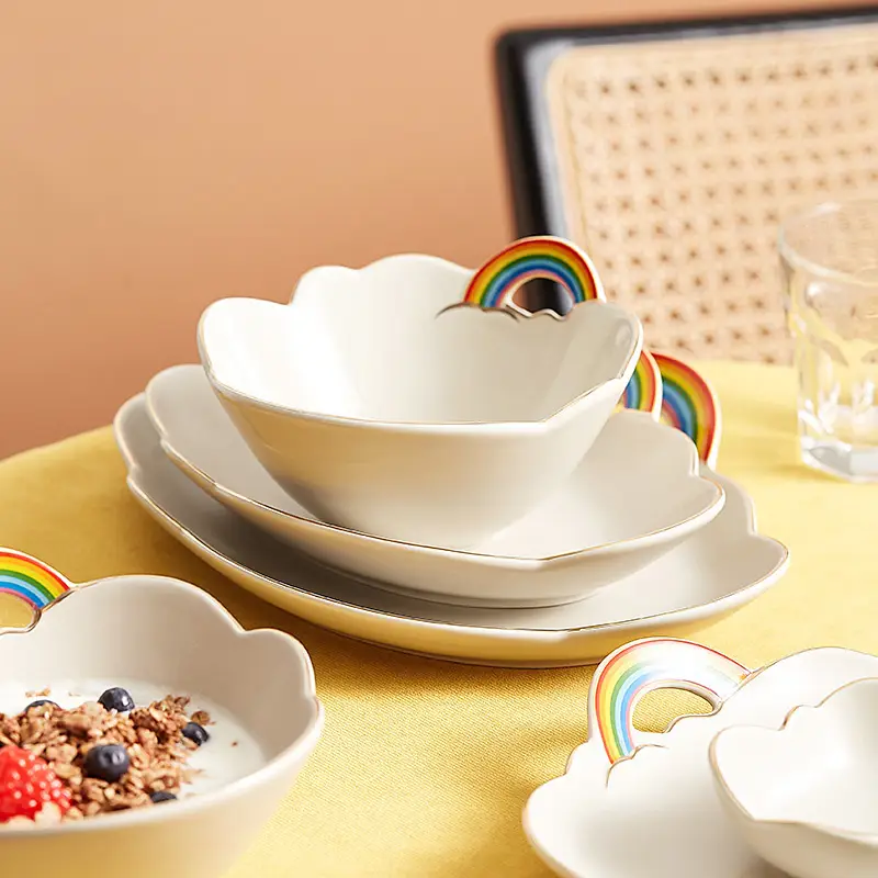 Rainbow Ceramic Breakfast Tableware Household High Value