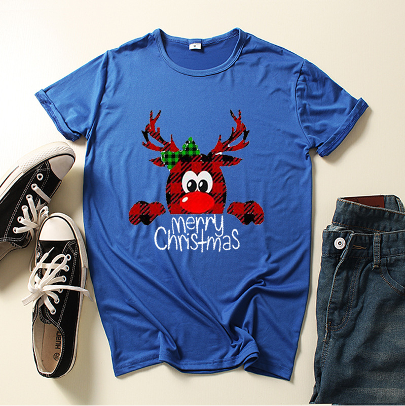 Title 4, Casual Christmas Print Round Neck Short-sleeved...