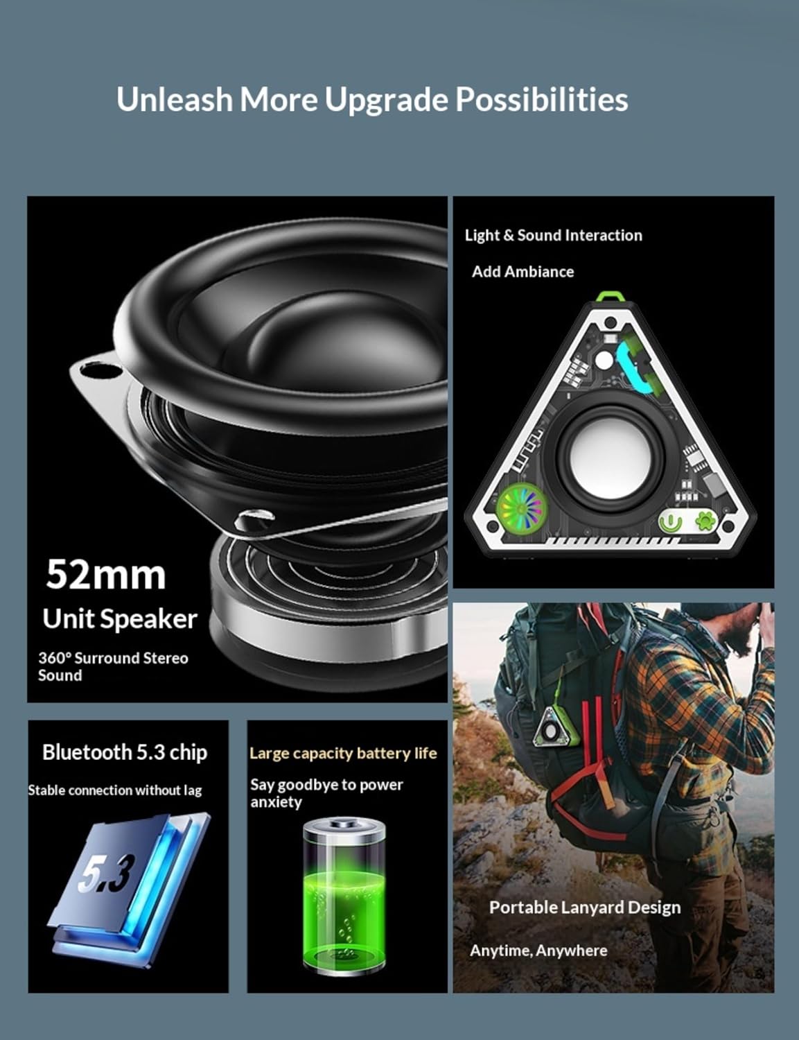 Portable Speakers - Transparent Colorful LED Bluetooth 5.3 Speaker, V2 Triangle — image 2
