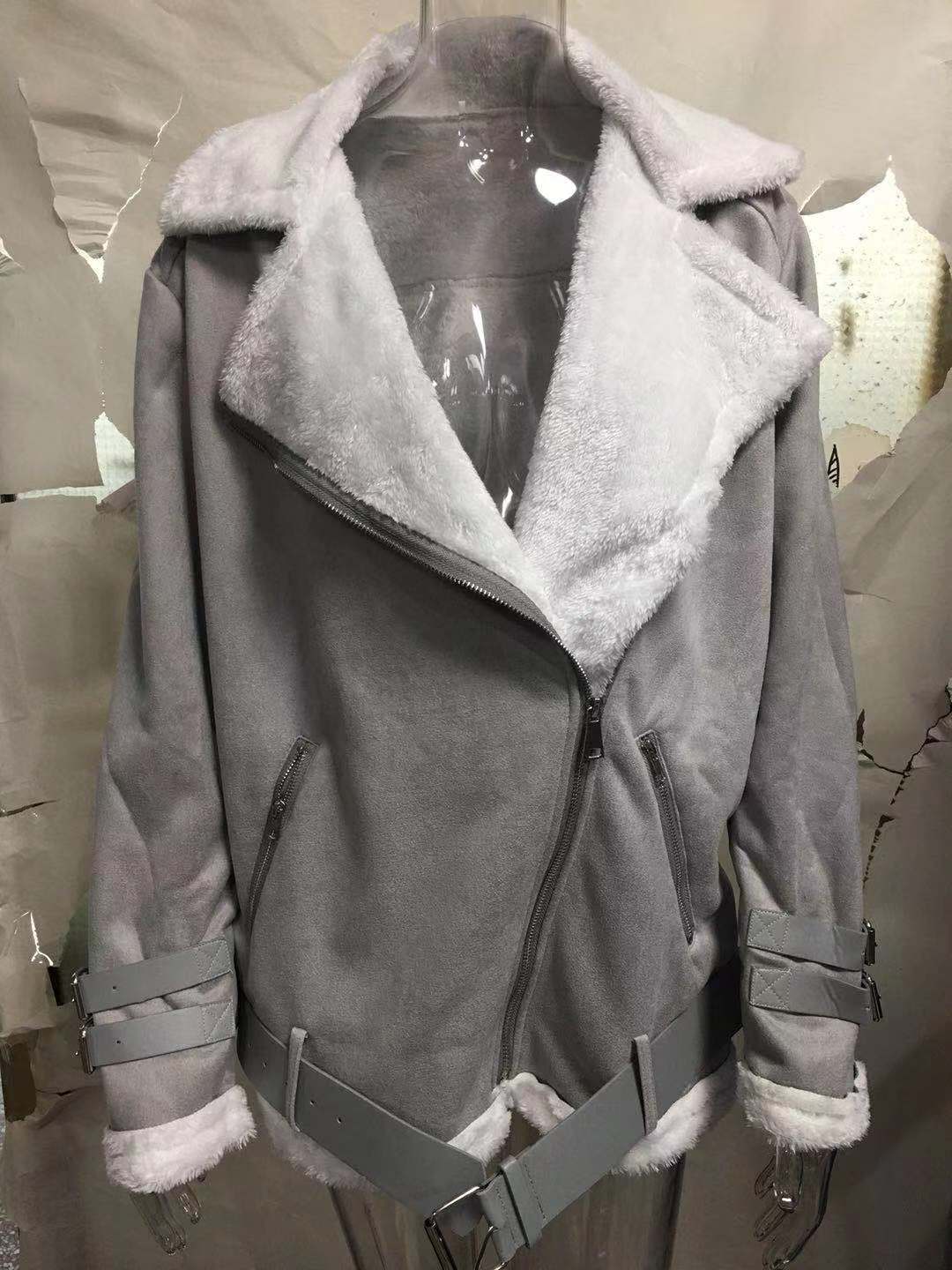 Motorcycle Deerskin Fleece Lamb Coat