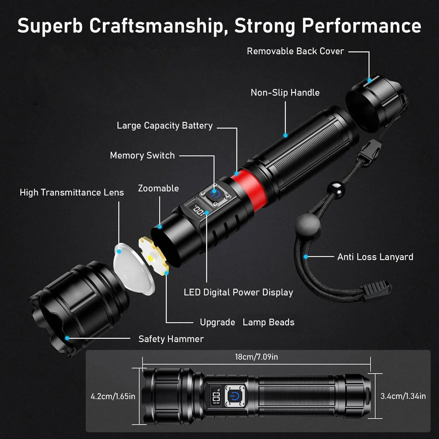 Rechargeable Searchlight Handheld Spotlight