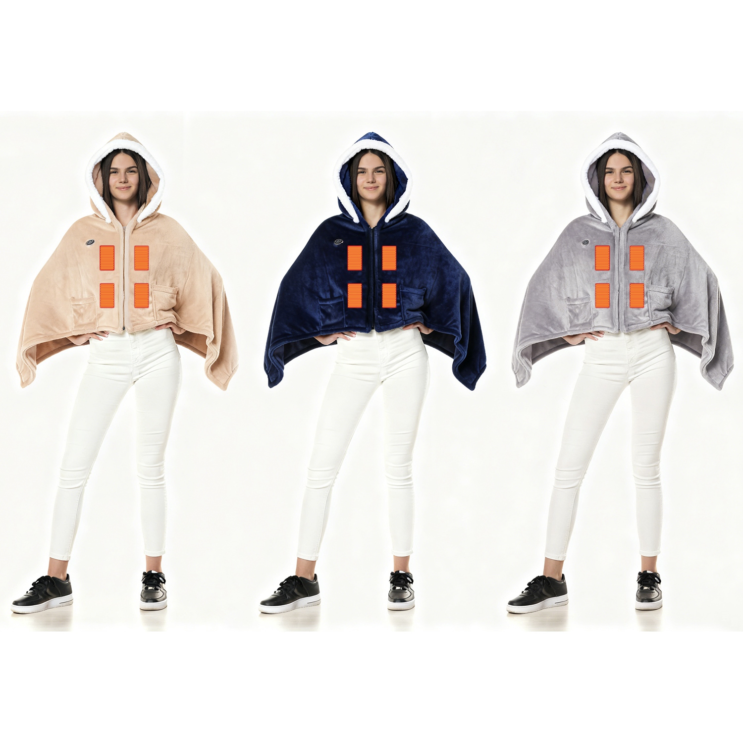 Wearable Heated Throw Blanket With 20000mah Battery Pack Double Sided Flannel Portable Electric Heating Hoodie For Women Men Machine Washable 3 Heating Levels Battery Operated