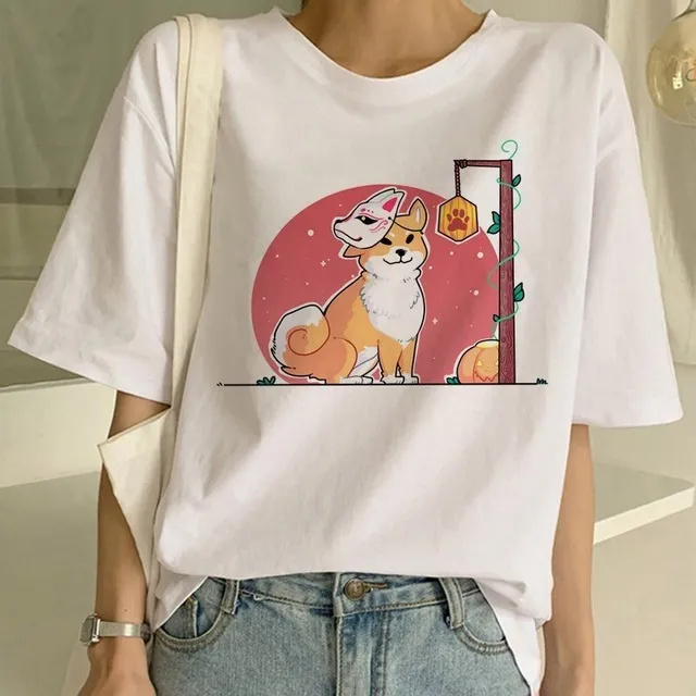 Women's Fashion Shiba Inu Dog Round Neck T shirt 2416Style - Shop at LoveMi