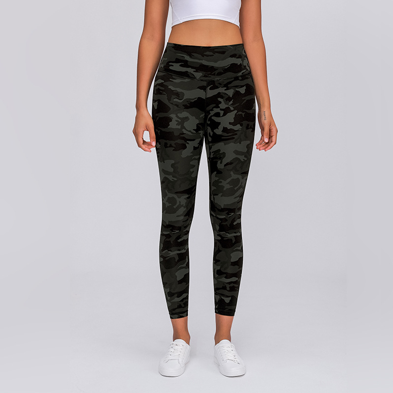 Women's High Waist Buttocks Nude Yoga Pants Green Camouflage - Shop at LoveMi