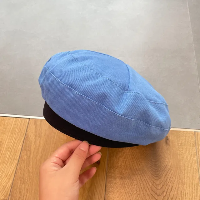Color block Temperament Beret Hat Blue - Shop at LoveMi