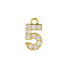 Gold-Plated Copper Color-Preserving Jewelry 0-9 Birthday Year Digital Accessories - 5Gold - View 1