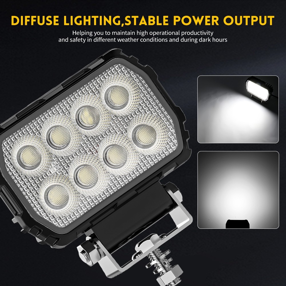 2PCS 4.4 Inch Rectangular Led Work Lights Flood Beam Fit Digger Tractor — image 2