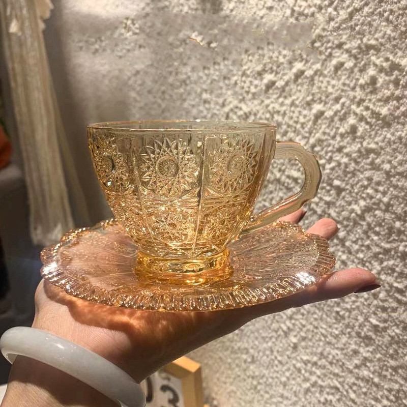 Coffee cup set sunflower latte (transparent)