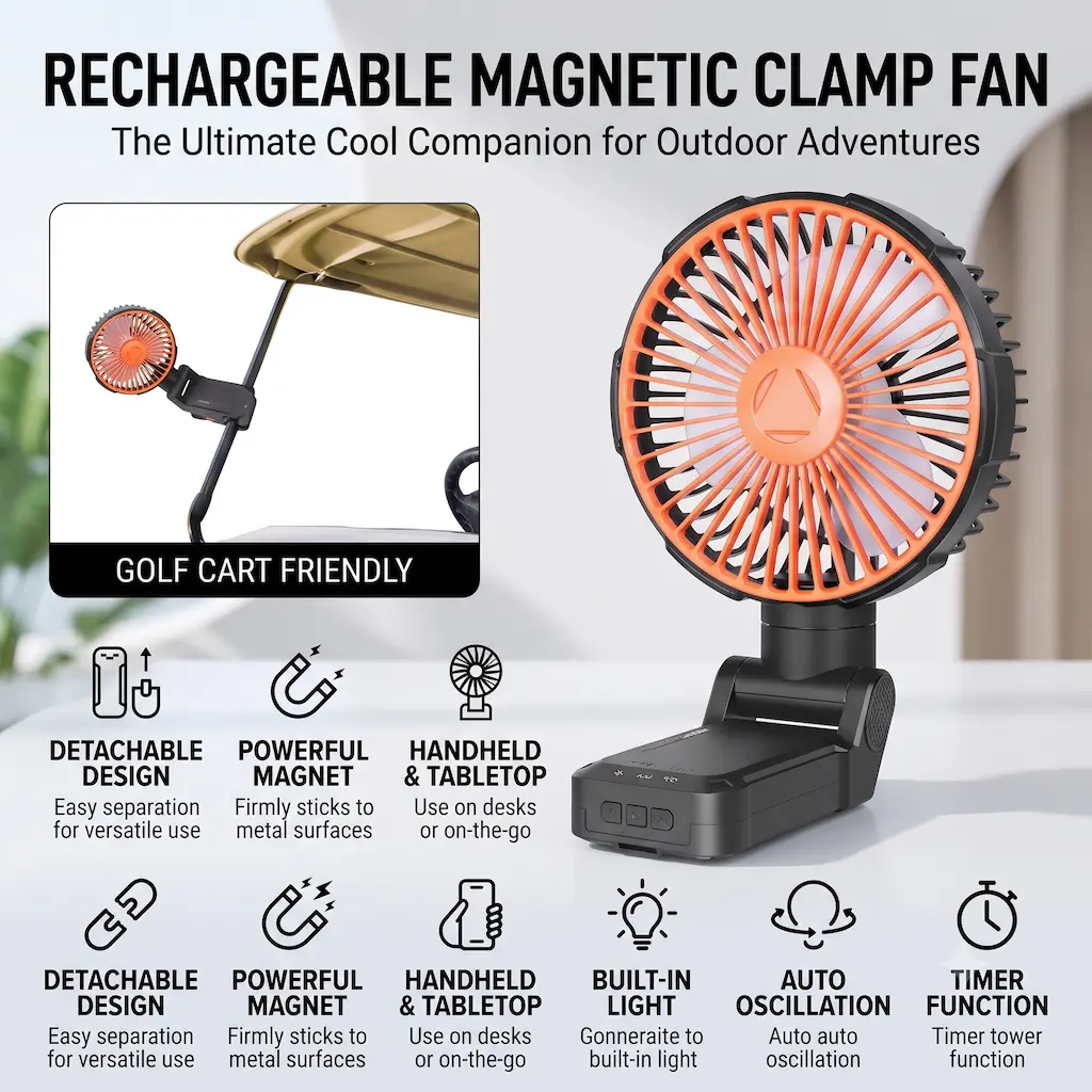 Portable Magnetic Rechargeable Fan