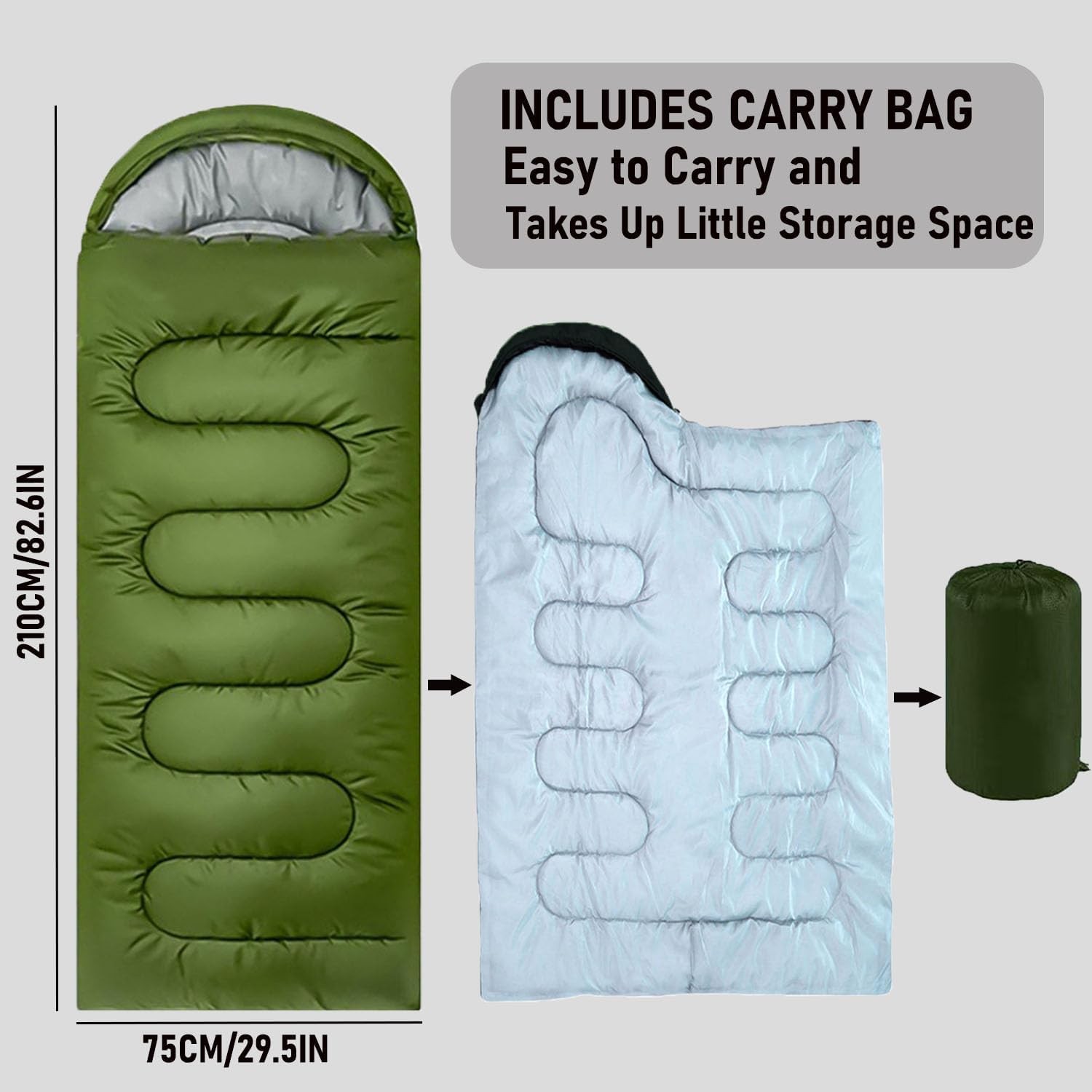 Single Sleeping Bag 0.95KG Military Green