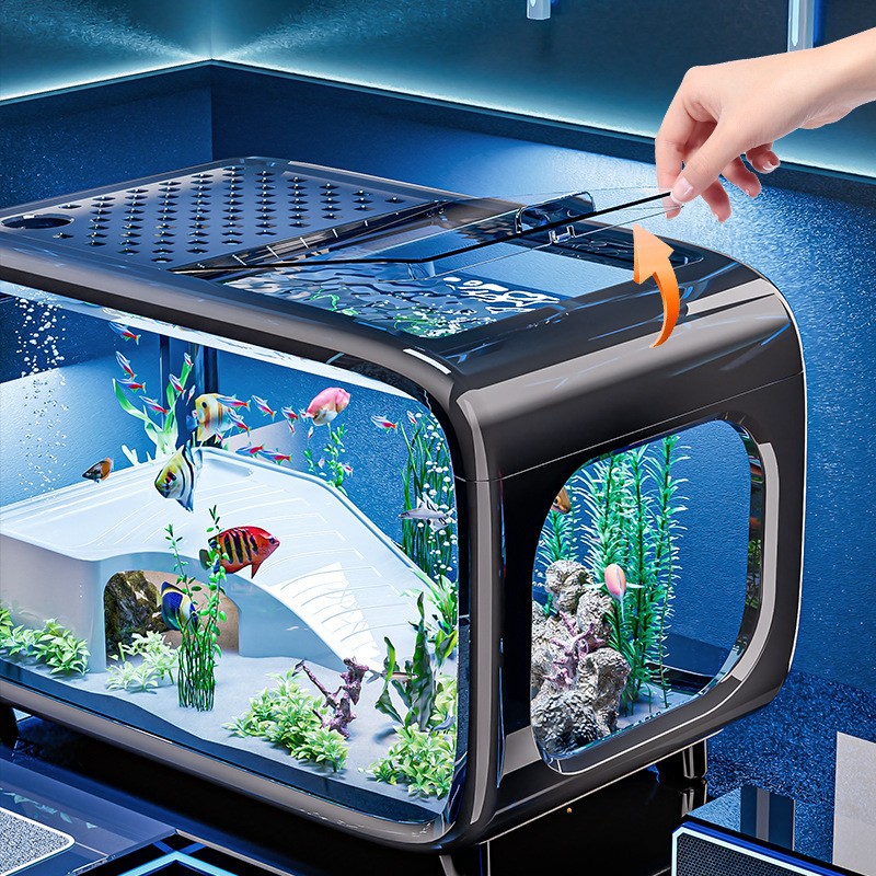 Compact Betta Fish Tank Kit Clear Desktop Aquarium With Ecological Cycle System 4