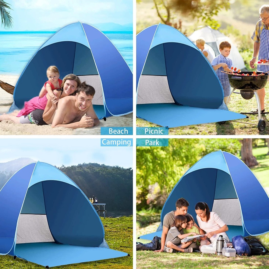 Pop-Up Beach Tent Uv-Resistant & Waterproof Sun Shade Shelter For Camping