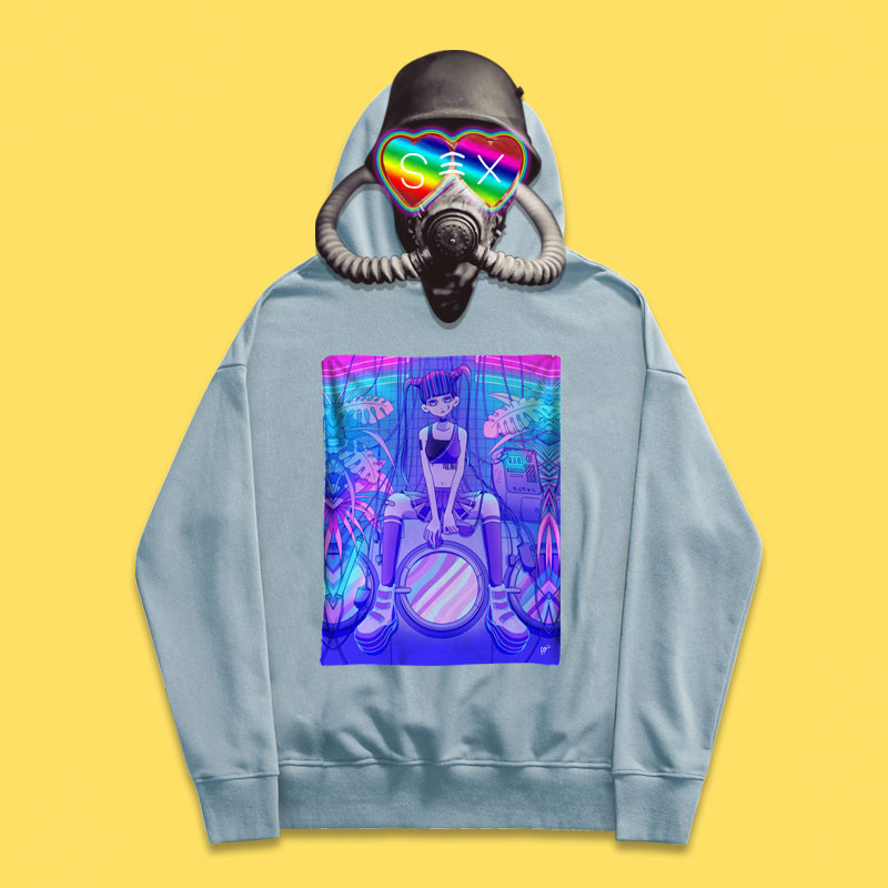 Title 7, Essential hoodie with inkjet steam wave