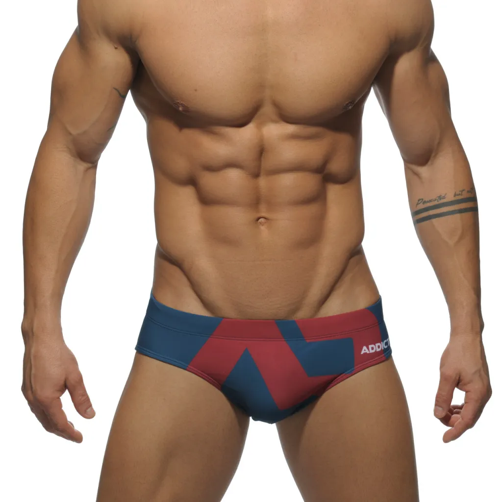 Men's U Convex Triangle 045 Printed Swimming Shorts - Blue