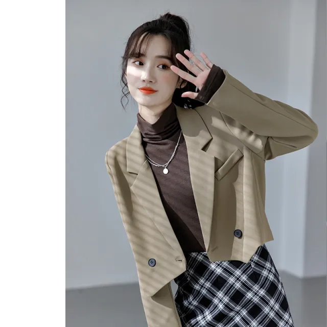 Women's Niche Short Suit Jacket Design Khaki - Shop at LoveMi