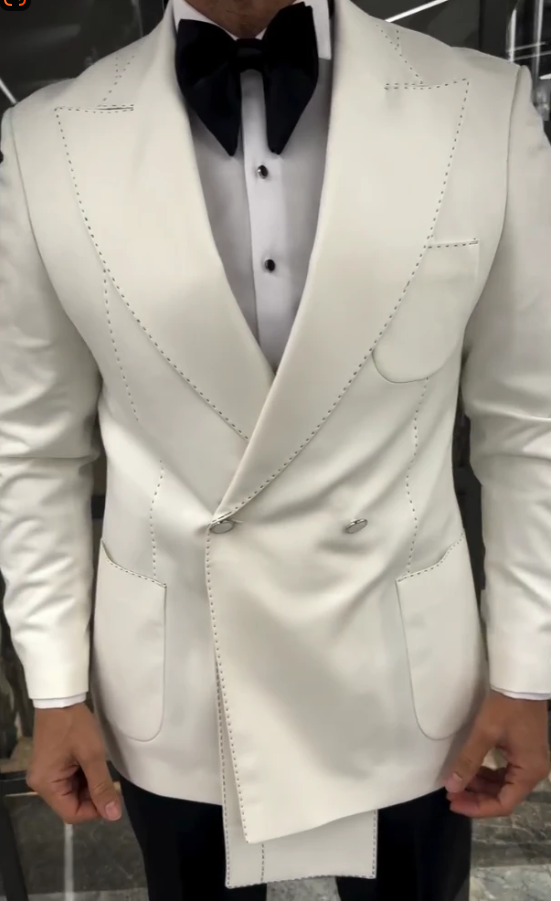 Men's Fashion Slim-fit White Suit Jacket
